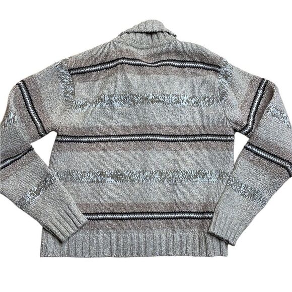 90s Vintage Liz Claiborne Cozy Beige Cable Knit Cardigan Shawl Collar Small - Picture 5 of 7